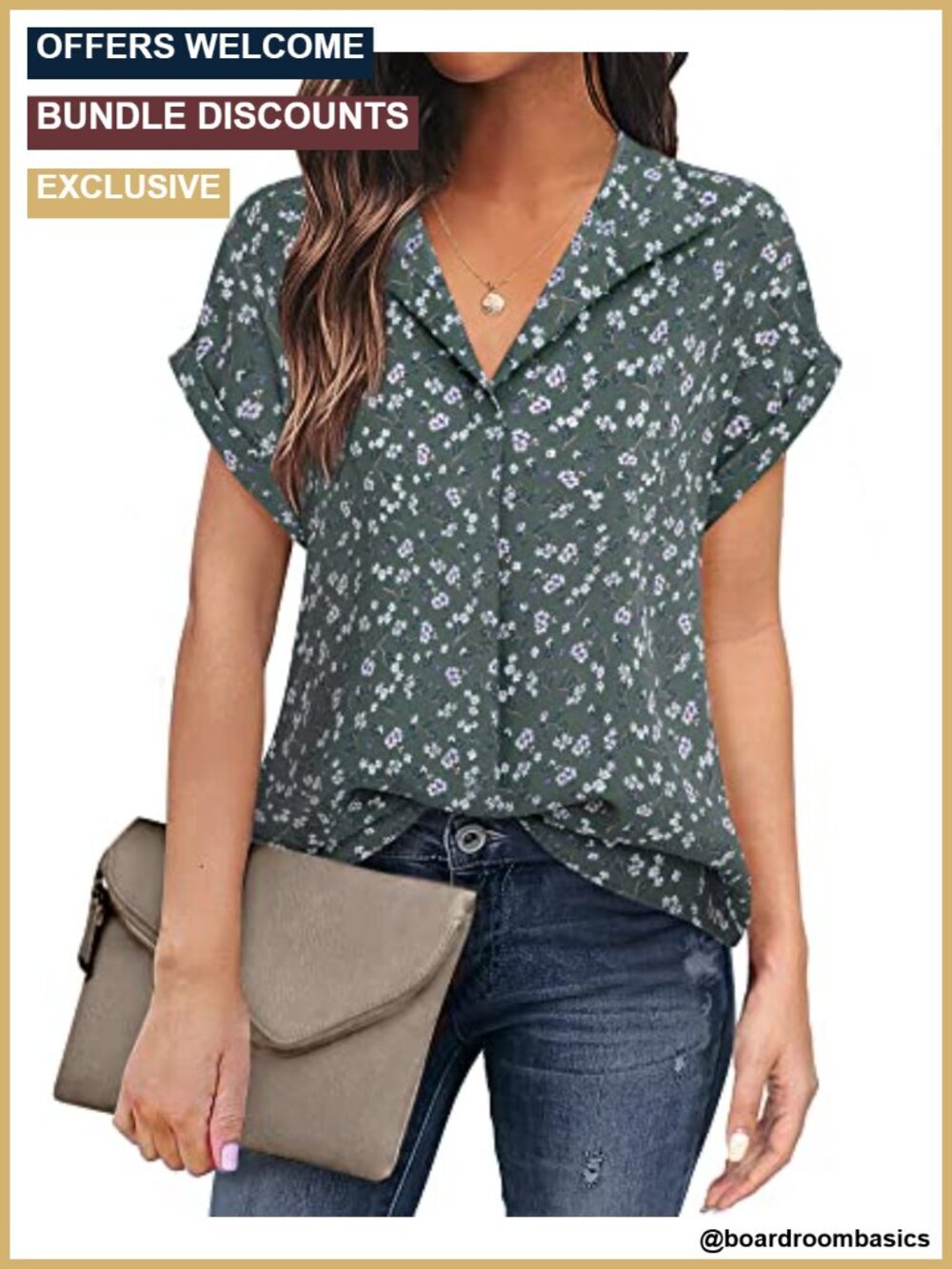 Short Sleeve Chiffon Blouse, Lapel V-Neck, A-Line, Office Business Attire,